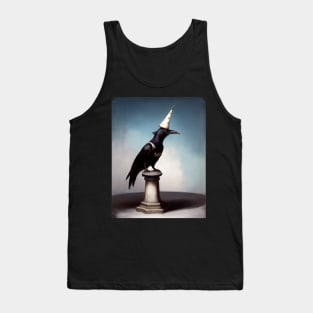 Gothic Crow in a Party Hat Tank Top